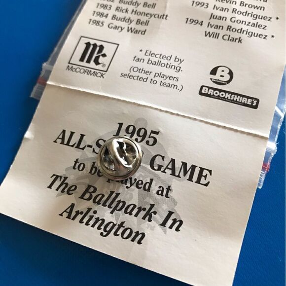 1995 Texas Rangers All Star Game Pin Card Ivan Rodriguez Will Clark - Picture 8 of 11